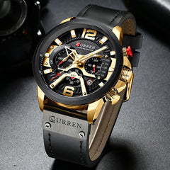 Military Leather Chronograph Wristwatch My Store